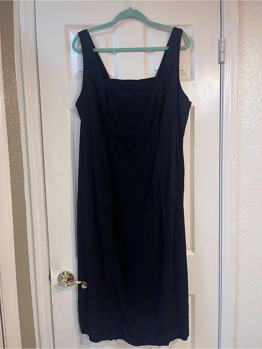 Old Navy Black Square Neck Linen blend Midi Dress